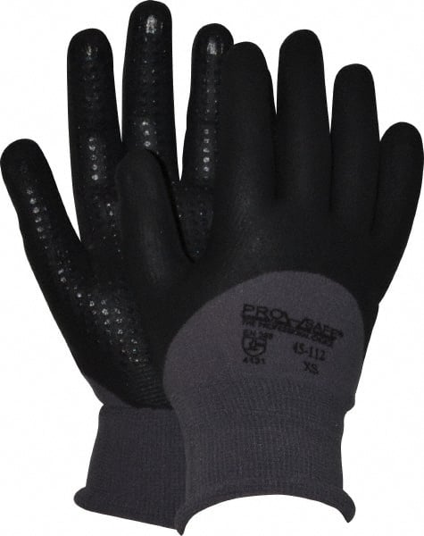 PRO-SAFE Size Large (9) Nitrile Coated Nylon/Nitrile Work Gloves Palm & Fingers Coated, Slip-On Cuff, Black, Paired MSCEIFNL - 50585728