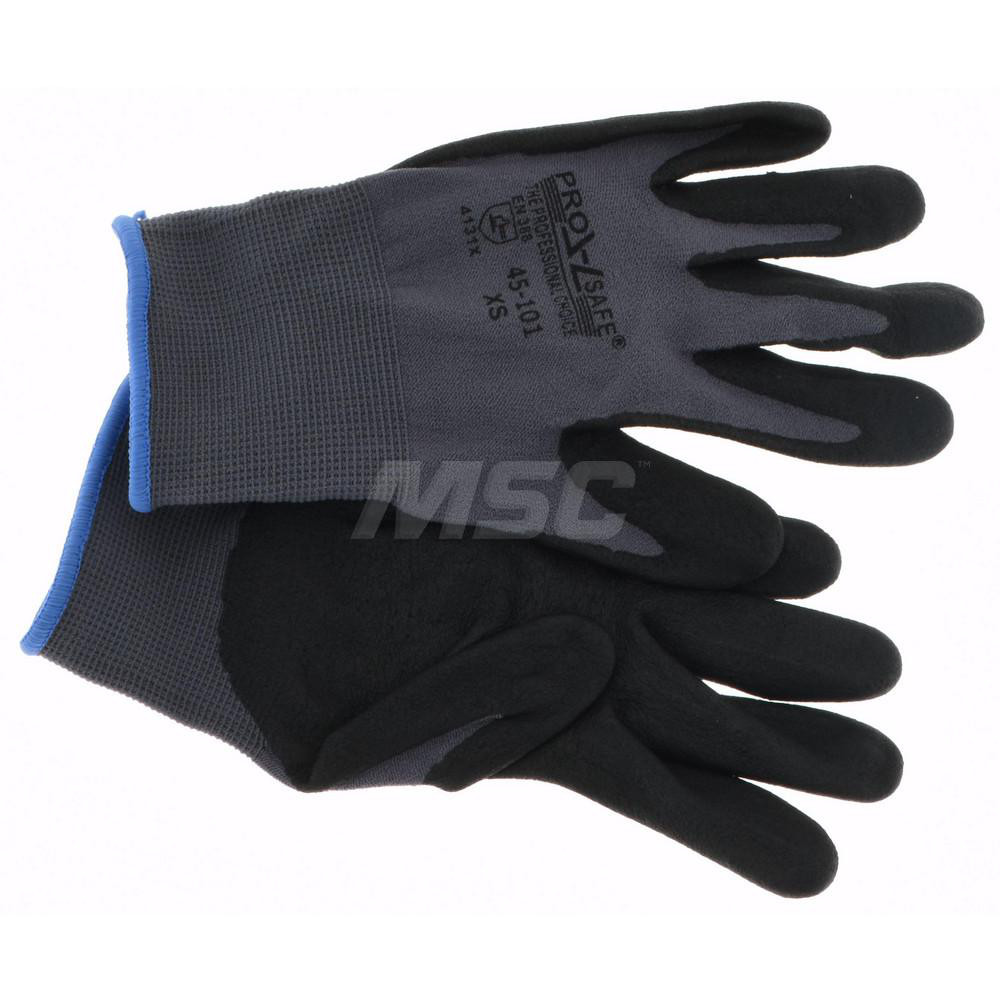 General Purpose Work Gloves: X-Small, Nitrile Coated, Nylon