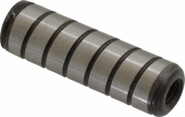 Spiral Vent Pull Out Dowel Pin: 3/8 x 1-1/4", Alloy Steel, Grade 4000, Black Luster Finish