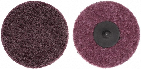 Norton Quick-Change Disc: Type R, 3" Dia, Aluminum Oxide, Non-Woven - Maroon, Polyester & Nylon Web-Backed, 20000 RPM, Series Bear-Tex Rapid Prep