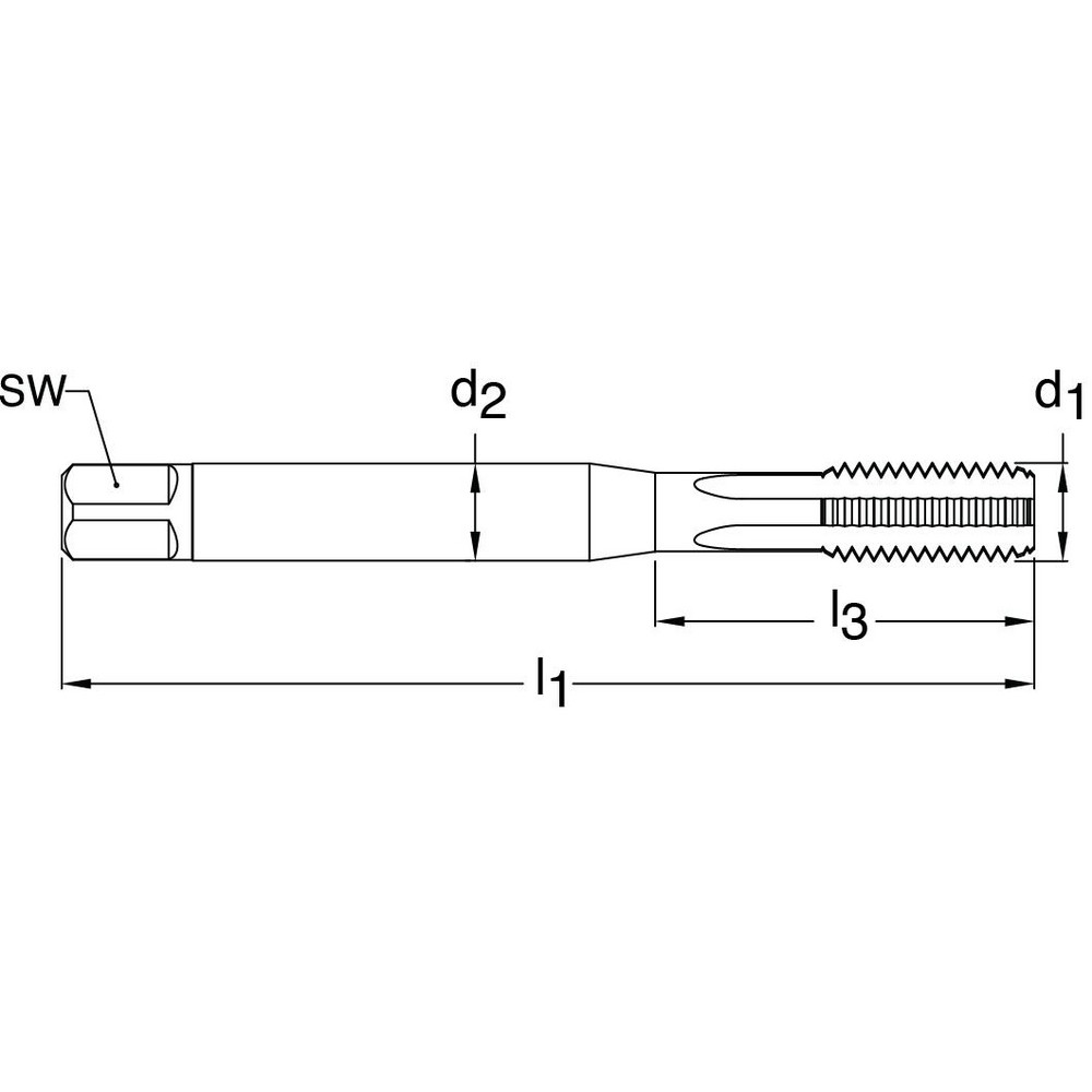 Guhring Straight Flute Tap M4x0.7 Metric, 4 Flute, Plug Chamfer, 6H