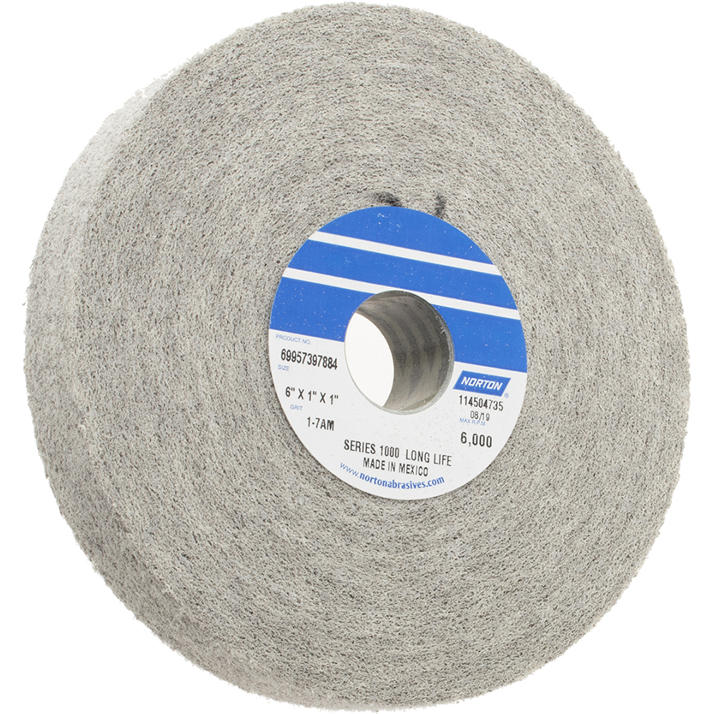 Norton Deburring Wheel 6" Dia, 1" Face Width, 1" Hole, Density 7