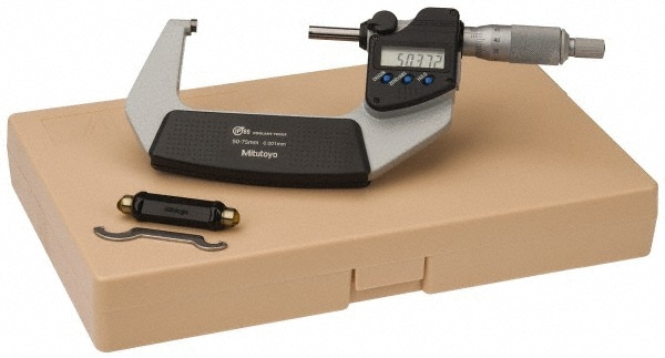 Mitutoyo 293-232-30 Electronic Outside Micrometer: 50 mm, Solid Carbide Measuring Face, IP65 Image