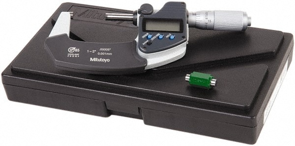 Mitutoyo 293-336-30 Electronic Outside Micrometer: 2", Solid Carbide Measuring Face, IP65 Image