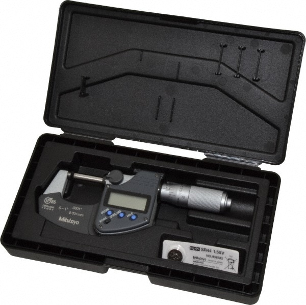 Mitutoyo 293-349-30 Electronic Outside Micrometer: 1", Solid Carbide Measuring Face, IP65 Image