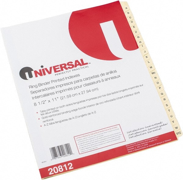 Universal Pack Of 26 8 1 2 X 11 A To Z Label 26 Tabs Single Sided Clear Mylar Tab Dividers Msc Industrial Supply