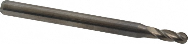 Ball End Mill: 0.0938" Dia, 0.2813" LOC, 4 Flute, Solid Carbide