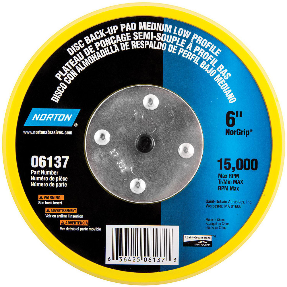 Norton Disc Backing Pad 6" Dia, Hook & Loop MSC Industrial Supply Co.