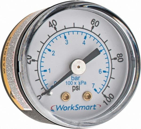 1/8 NPT Thread WorkSmart 1-1/2" Dial Pressure Gauge Cente... 0-30 Scale Range