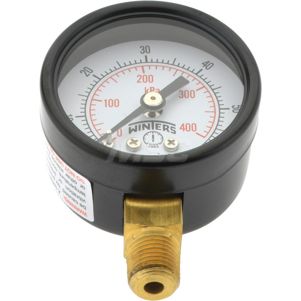 Sellerocity 1.5" Dry Pressure Gauge – 0-60 PSI, 1/8" NPT Bottom Mount, 101D-158D