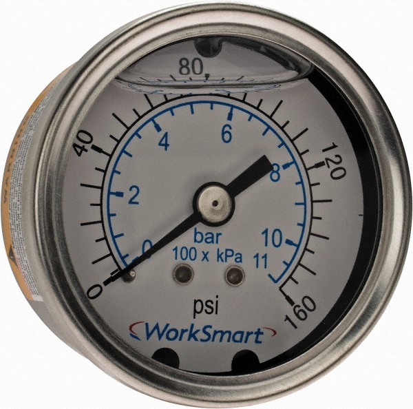 Value Collection WS-PE-GAGE-146 Pressure Gauge: 2" Dial, 160 psi, 1/4" Thread, NPT, Center Back Mount Image