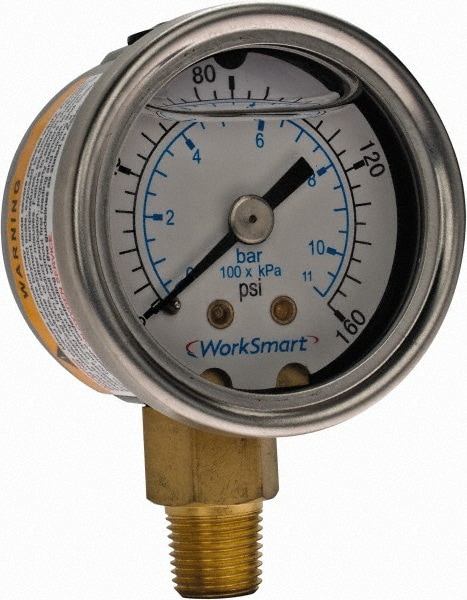 Value Collection WS-PE-GAGE-69 Pressure Gauge: 1-1/2" Dial, 160 psi, 1/8" Thread, NPT, Lower Mount Image