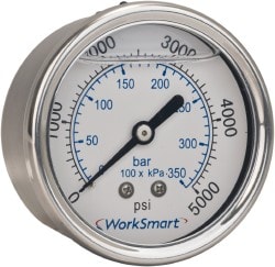 Value Collection WS-PE-GAGE-168 Pressure Gauge: 2-1/2" Dial, 30 psi, 1/4" Thread, NPT, Center Back Mount Image