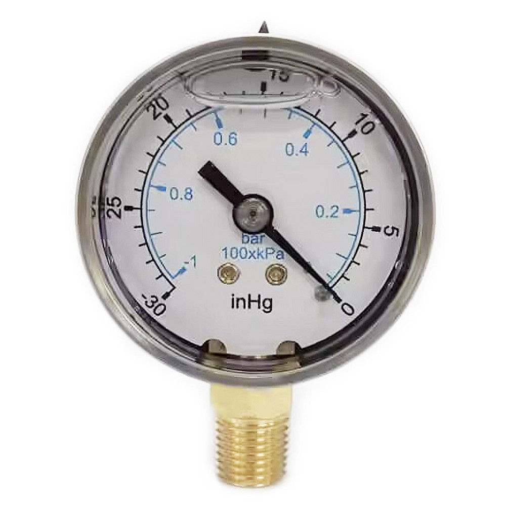 Pressure Gauge: 2" Dial, 1/4" Thread, NPT, Lower Mount