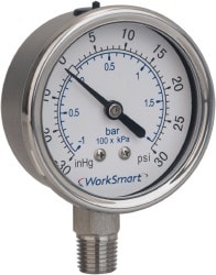 Value Collection WS-PE-GAGE-259 Pressure Gauge: 4" Dial, 15 psi, 1/4" Thread, NPT, Lower Mount Image