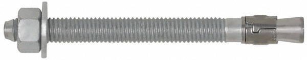 Concrete Wedge Expansion Anchor: 5/8" Dia, 3-1/2" OAL, 2-3/8" Min Embedment - 5/8" Drill, 4-3/4" Thread Length, Steel, Galvanized Finish, Hex Head, Hex Drive