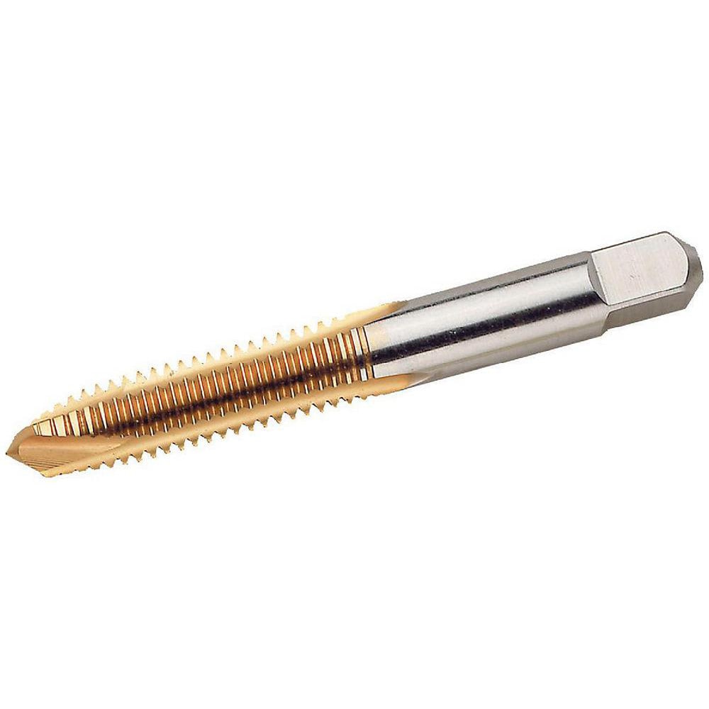 Spiral Point Tap: #6-32 UNC, 2 Flutes, Plug Chamfer, 2B/3B Class of Fit, High-Speed Steel, TiN Coated