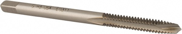 Spiral Point Tap: #6-32 UNC, 2 Flutes, Plug Chamfer, 2B/3B Class of Fit, High-Speed Steel, Bright/Uncoated