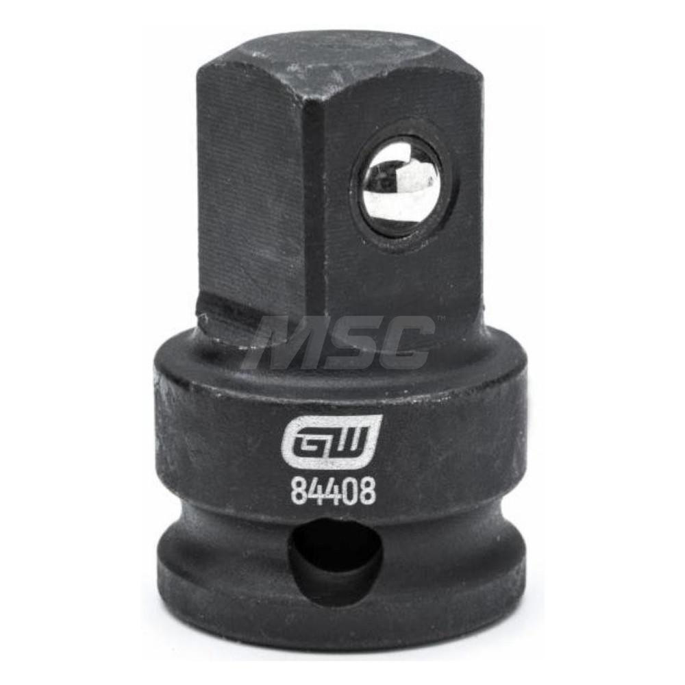 Socket Adapter: Impact Drive, 1/2" Square Male, 3/8" Square Female - 1-1/2" OAL