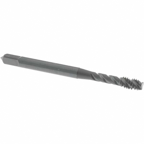 Spiral Flute Tap: #8-32 UNC, 3 Flutes, Modified Bottoming, 2B Class of Fit, Vanadium High Speed Steel, Oxide Coated