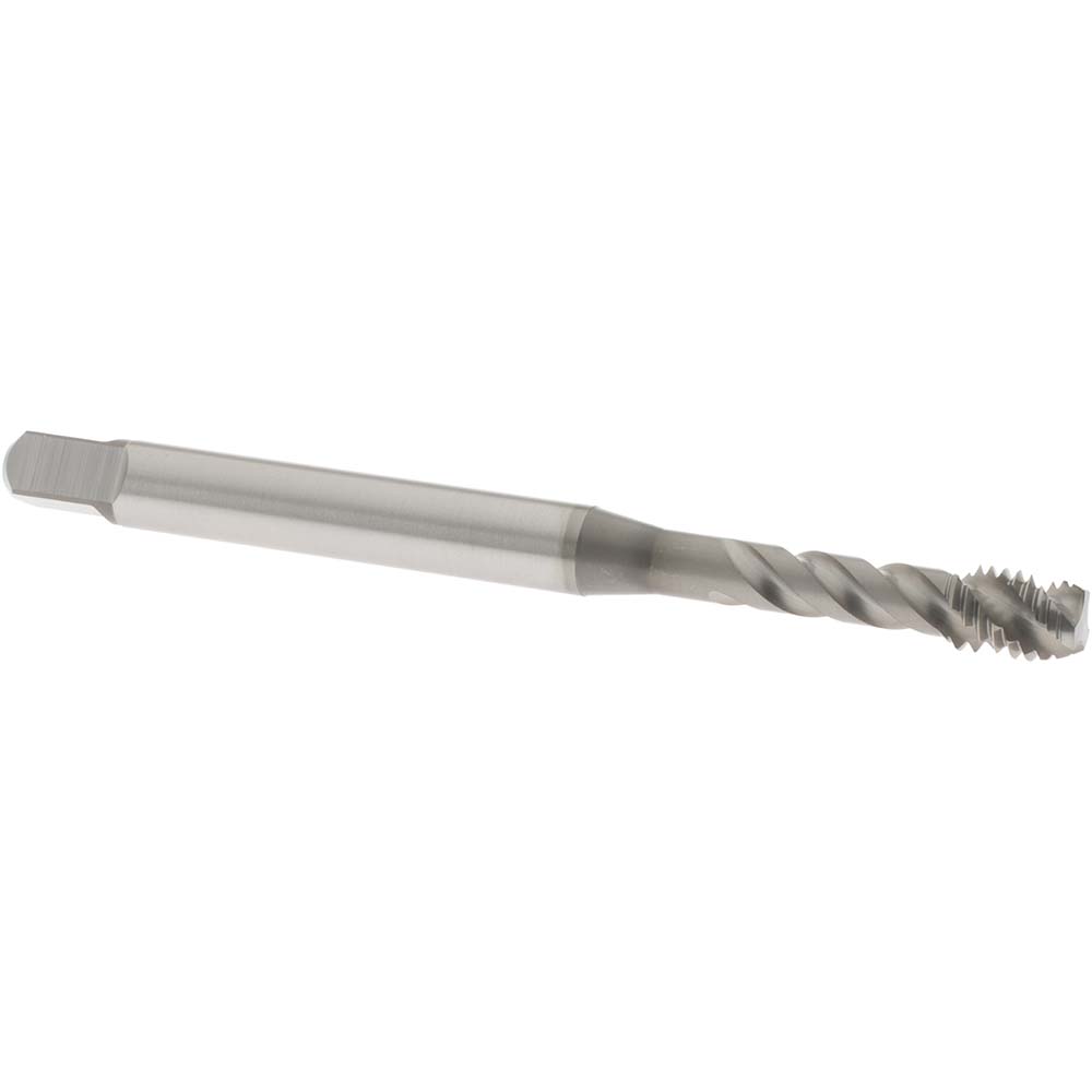 Spiral Flute Tap: M6x1.00 Metric Coarse, 3 Flutes, Modified Bottoming, 6H Class of Fit, Vanadium High Speed Steel, Nitride Coated