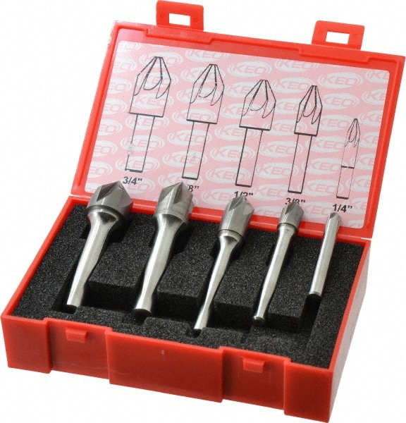 Keo 55801 Countersink Set: 5 Pc, 1/4 to 3/4" Head Dia, 6 Flute Image