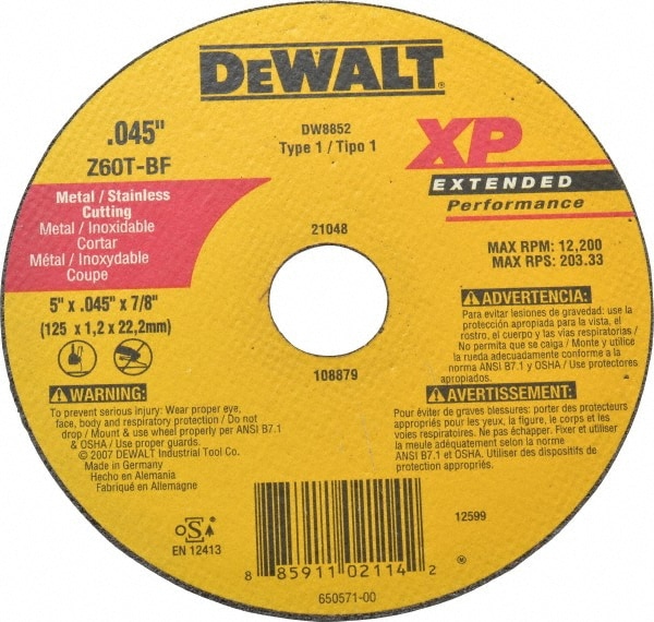 5-Inch X .045-Inch X 7//8-Inch DEWALT DW8852 XP Cutoff Wheel