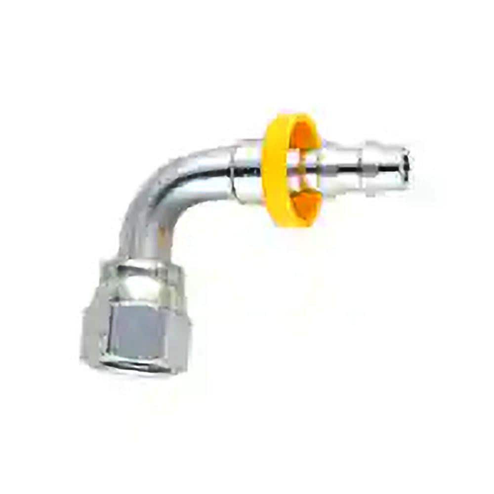 Barbed Push-On Hose Female Swivel: 5/8-18 UNF, Steel, 3/8" Barb