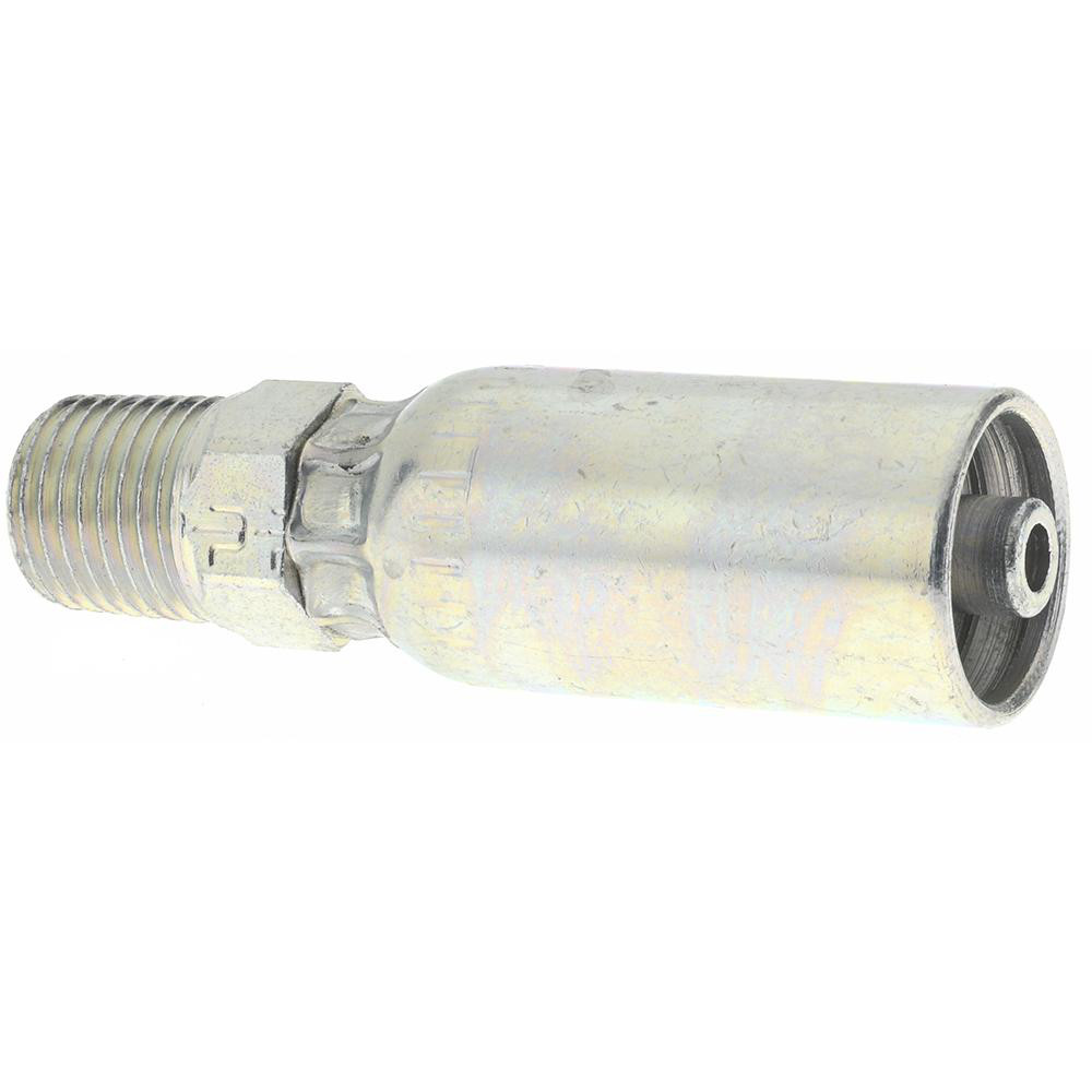 Parker Hydraulic Hose MPT Fitting: 0.375" ID, 6 mm, 3/8-18 - Steel, NPTF, Threaded | Part #PP-00089