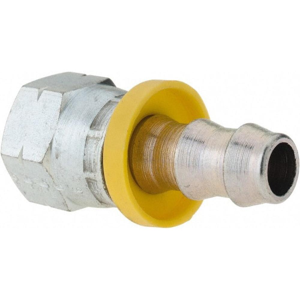 Barbed Push-On Hose Female Swivel: 1-1/16-14 UNF, Steel, 3/4" Barb