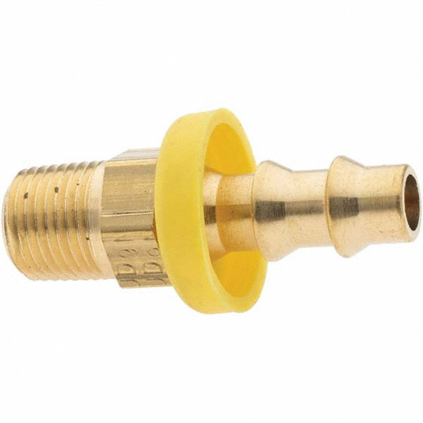 Parker Barbed PushOn Hose Male Connector 1/827 MNPTF, Brass, 1/4