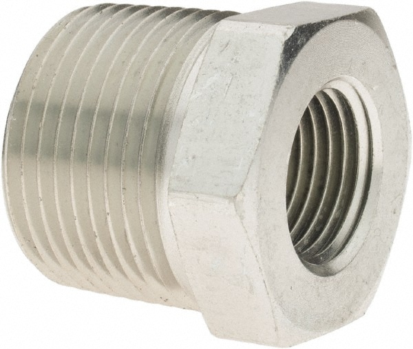 Industrial Pipe Bushing: 1/2" Female Thread, 1" Male Thread, MNPTF x FNPTF
