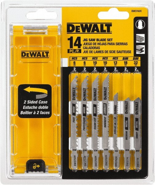 14 Piece, 3" to 5" Long, 6 to 32 Teeth per Inch, Bi-Metal Jig Saw Blade Set