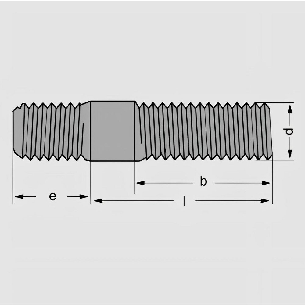 Unequal Double Threaded Stud: M8 x 1.25 Thread, 55 mm OAL