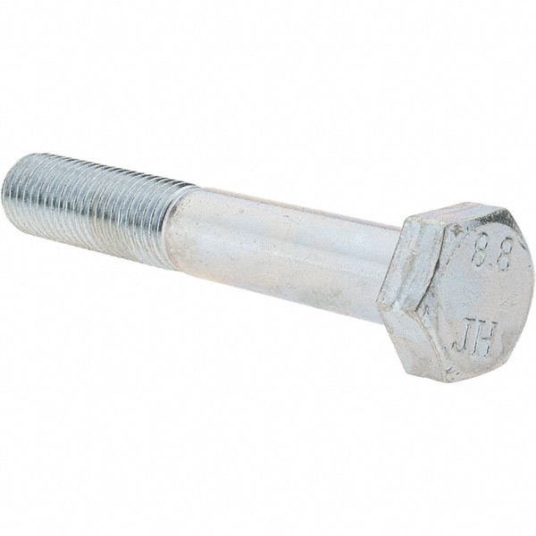 Hex Head Cap Screw: M12 x 1.50 x 75 mm, Grade 8.8 Steel, Zinc-Plated