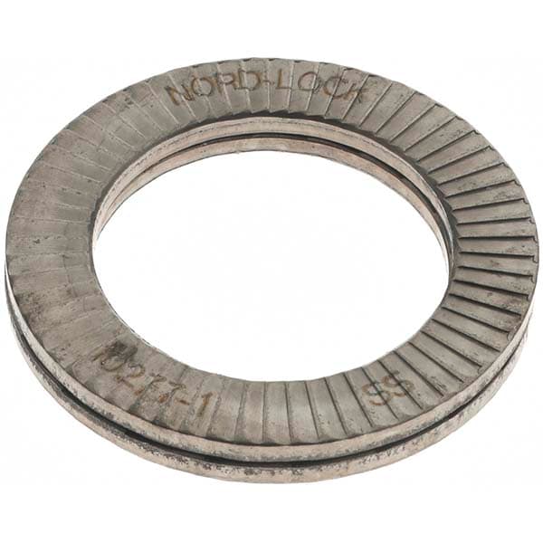 Wedge Lock Washer: 1.008" OD, 0.678" ID, Stainless Steel, 316L