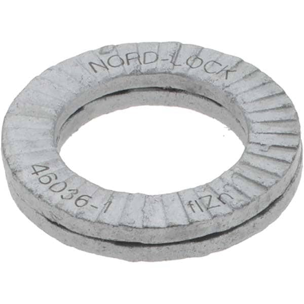 Wedge Lock Washer: 0.6535" OD, 0.4291" ID, Grade 2, Zinc-Plated