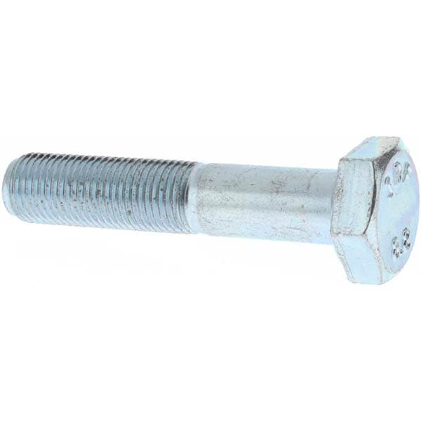 Hex Head Cap Screw: M10 x 1.00 x 50 mm, Grade 8.8 Steel, Zinc-Plated