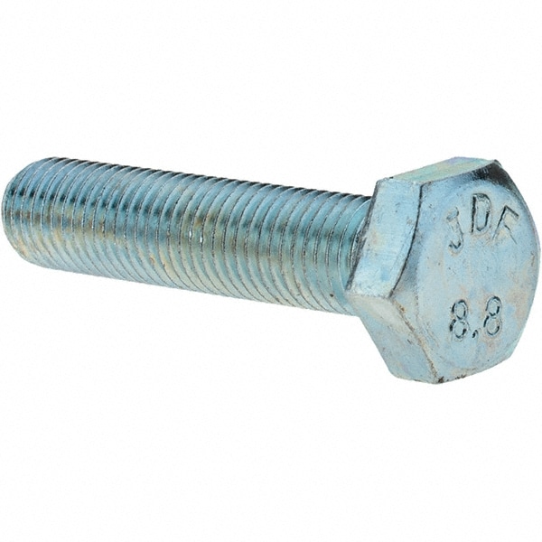 Hex Head Cap Screw: M8 x 1.00 x 35 mm, Grade 8.8 Steel, Zinc-Plated