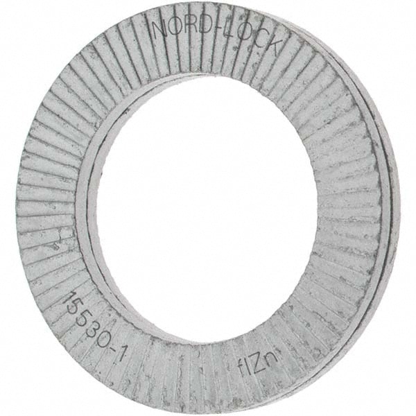 Wedge Lock Washer: 1.218" OD, 0.798" ID, Steel, Grade 2, Zinc-Plated