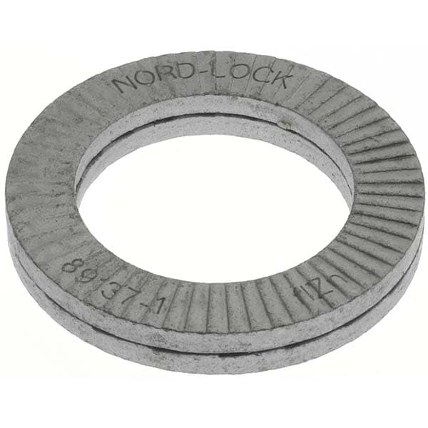 Wedge Lock Washer: 0.918" OD, 0.608" ID, Steel, Grade 2, Zinc-Plated