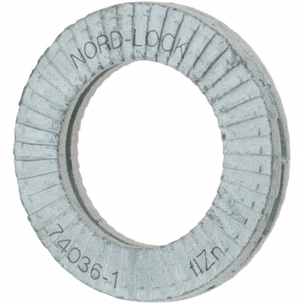 Wedge Lock Washer: 0.7283" OD, 0.4567" ID, Steel, Grade 2, Zinc-Plated