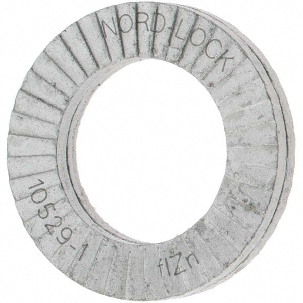 Wedge Lock Washer: 0.646" OD, 0.414" ID, Steel, Grade 2, Zinc-Plated