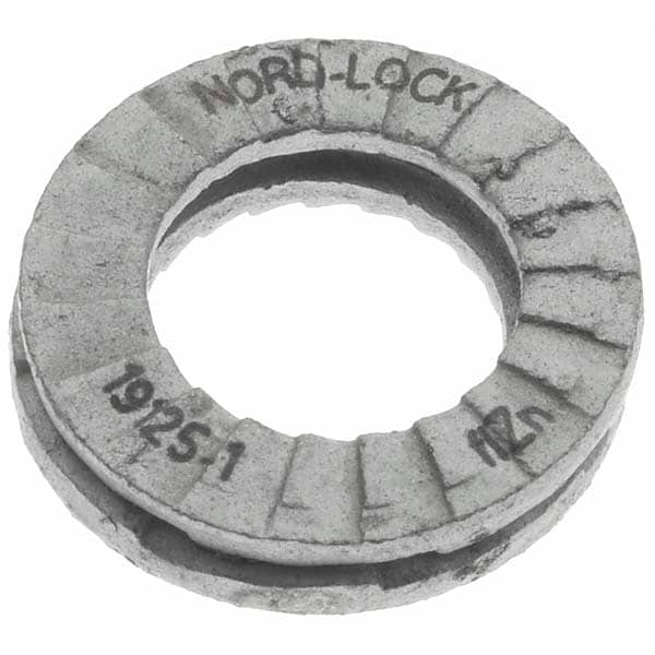 Wedge Lock Washer: 0.354" OD, 0.214" ID, Steel, Grade 2, Zinc-Plated