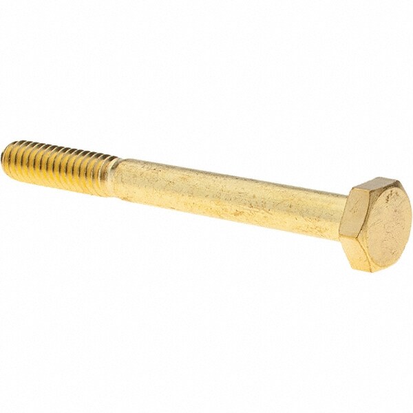 Hex Head Cap Screw: 1/4-20 x 2-1/2", Brass