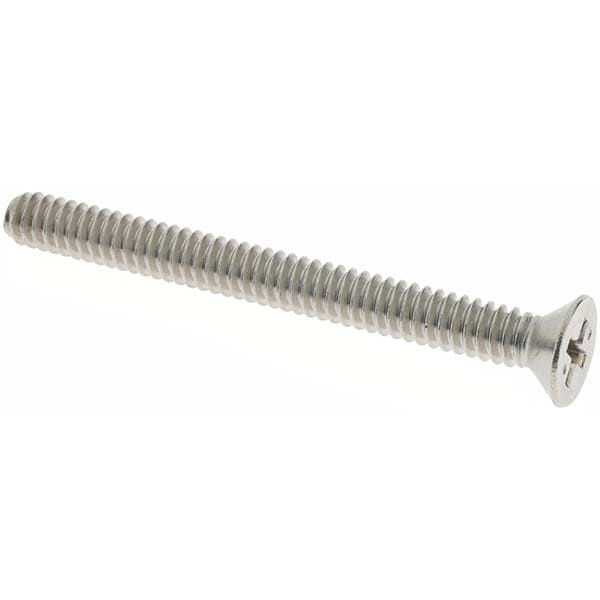 Machine Screw: #10-24 x 2" Length Under Head, Flat Head, Phillips