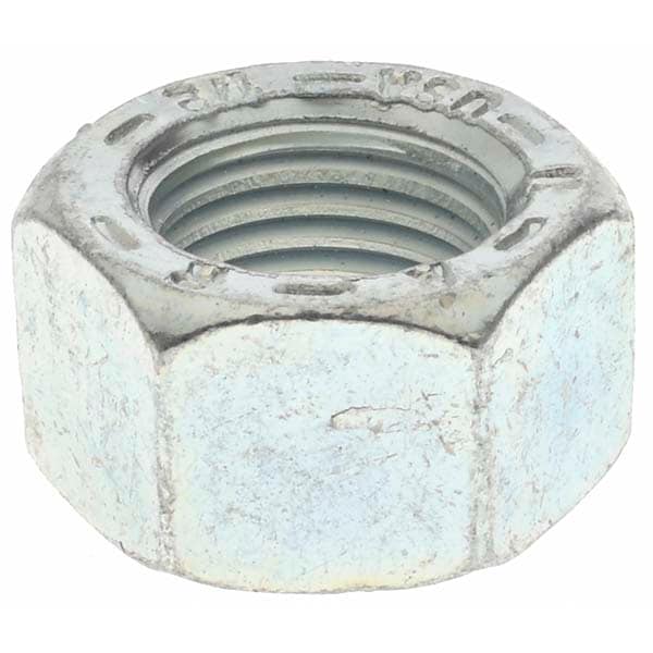 Hex Nut: 1/2-20, Grade 8 Steel, Zinc Yellow Dichromate Finish