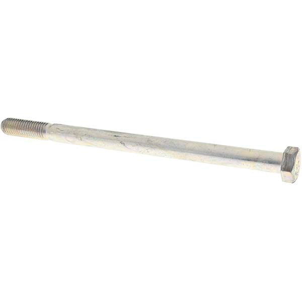Hex Head Cap Screw: 5/8-11 x 10", Grade 5 Steel, Zinc-Plated