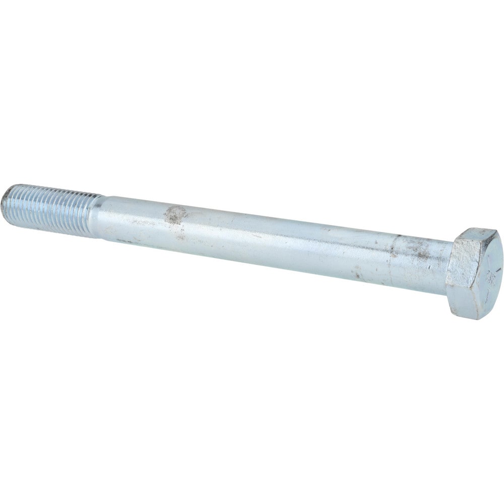 Hex Head Cap Screw: 1-8 x 11", Grade 5 Steel, Zinc-Plated