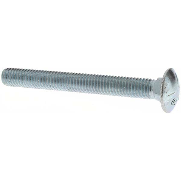 Carriage Bolt: 7/16-14, 4" Length Under Head, Square Neck